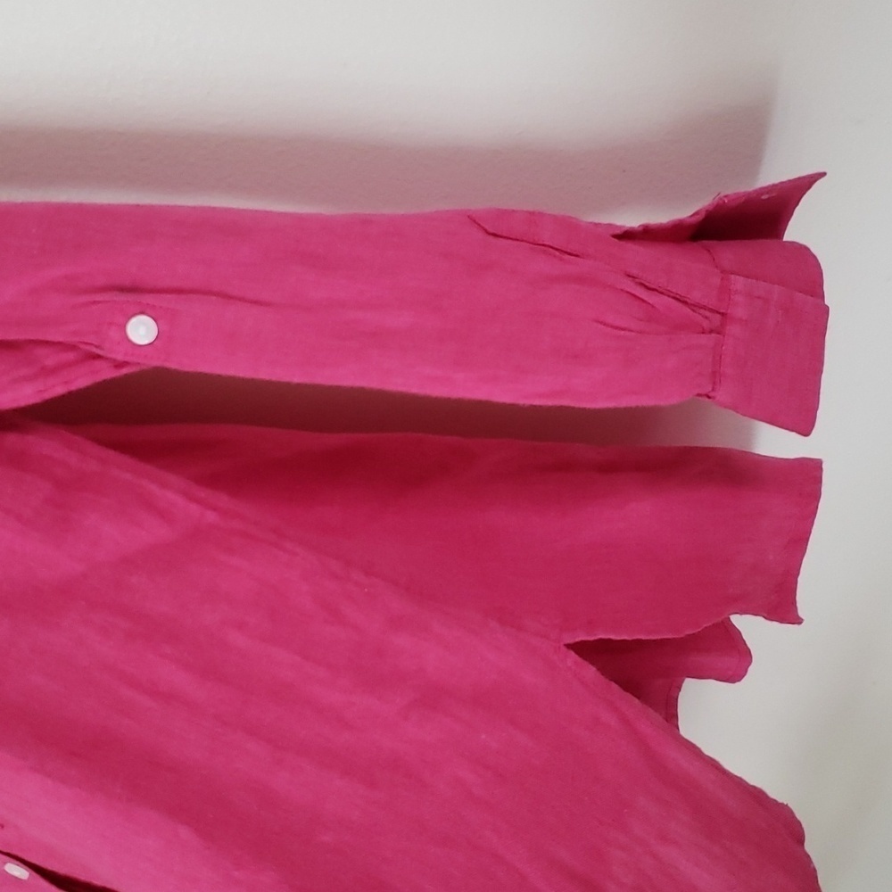 Charter club 100% linen fushia pink button down shirt women's size medium. - Picture 7 of 8